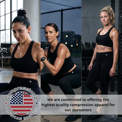 CompressionZ High Waisted Capri Compression Leggings for Women Tummy Control - Workout, Gym, Pilates, Travel, Yoga Pants X-Small Black