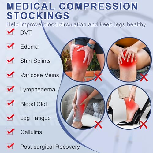 Beister 1 Pair Medical Open Toe Thigh High Compression Stockings with Silicone Band for Women & Men, Firm 20-30 mmHg Graduated Support for Varicose Veins, Edema, Flight. Large (Pack of 1) Black