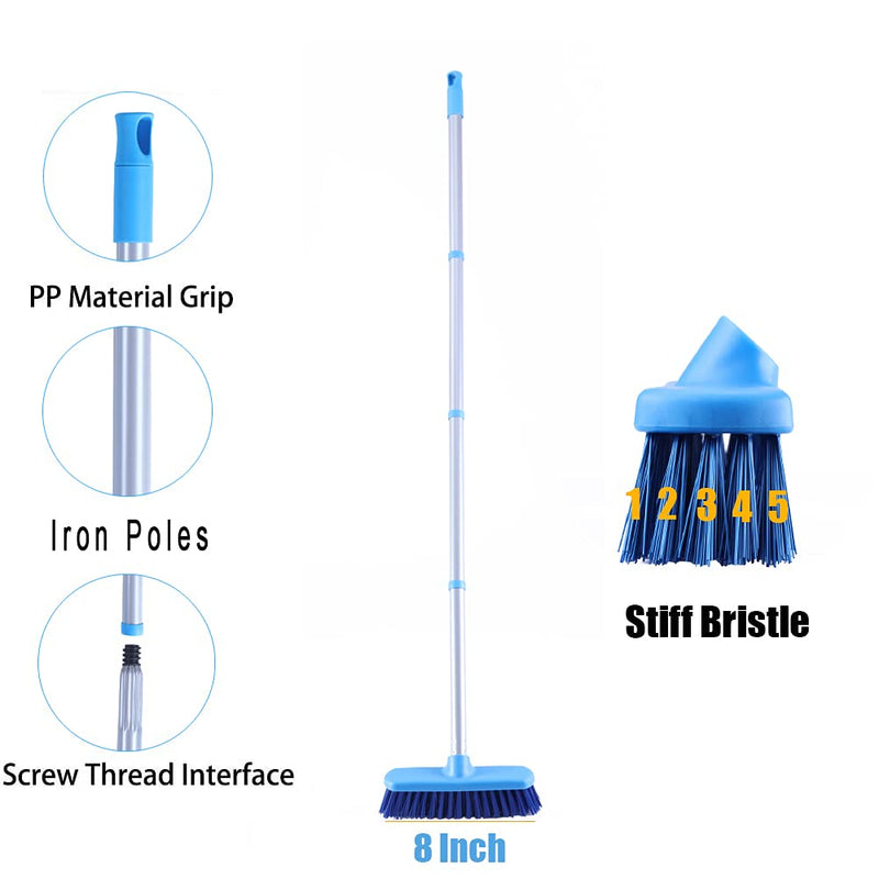 Deck Brush with Long Handle - Floor Scrub Brushes for Cleaning Shower, Stiff Bristle Scrubbing Brush, 50" Floor Scrubber Brush for Bathroom, Bathtub, Tub, Tile Floors, Garage and Patio - BeesActive Australia
