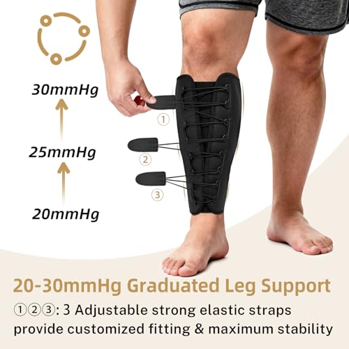 Calf Brace w/ 20-30mmHg Calf Compression Sleeve, Shin Splint Relief Black