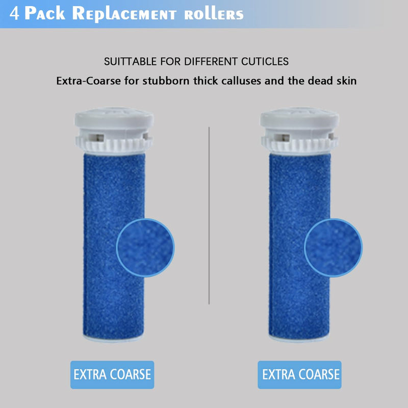 4 Pack Blue Replacement Roller Compatible with Scholl Express Pedi Foot Smoother-Extra Coarse 4 Pack - BeesActive Australia