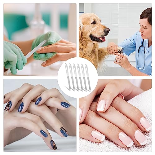 6-Piece Stainless Steel Nail File Set with Cleaner Tip - Double Sided, Durable, Professional Diamond Buffer for Natural Nails