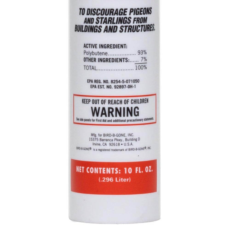 Bird B Gone Transparent Bird Gel - 10oz Tube - Sticky Bird Repellent for Outdoor Use - Deter Pigeons & Starlings - Easy Application with Caulking Gun - Bird Deterrent for Ledges, Pipes & Signs 1 Pack