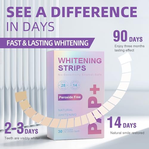 Teeth Whitening Strips 14 Treatments -Fast Result Remove Stains - Sensitive Teeth Whitener - Enamel Safe White Strips - Teeth Whitening Kit Pack of 28 Non-Slip Strips - Professional Tooth Whitening
