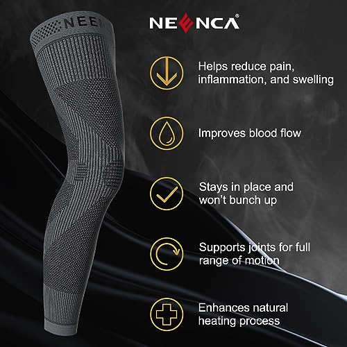 NEENCA Compression Leg Sleeve, Ultra-thin with Graphene Ions Infused Fabric Silver Gray - Single Medium