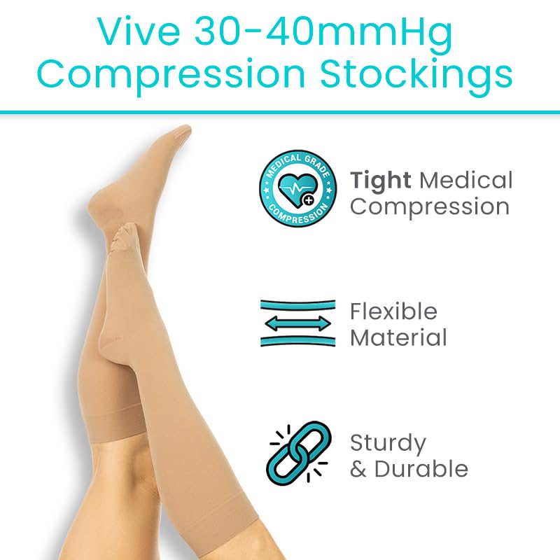 Vive 30-40 mmHg Compression Socks for Women & Men, Knee-High - Medical X-Large