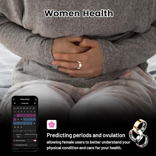 Mirlray Smart Ring for Women & Men, Smart Ring Health Tracker, Blood Oxygen & Heart Rate Monitor, Long Lasting Battery Sleep Ring, Waterproof Fitness Ring (R02C, Black, 7)