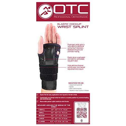 OTC Reversible Wrist Splint, Cock-up Lacing, Knit Elastic Black Medium
