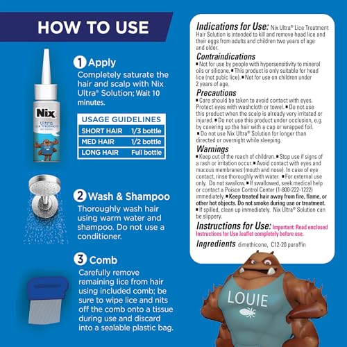 Nix Lice Treatment Hair and Home Kit, Ultra Solution & Home Spray 3 Piece Set