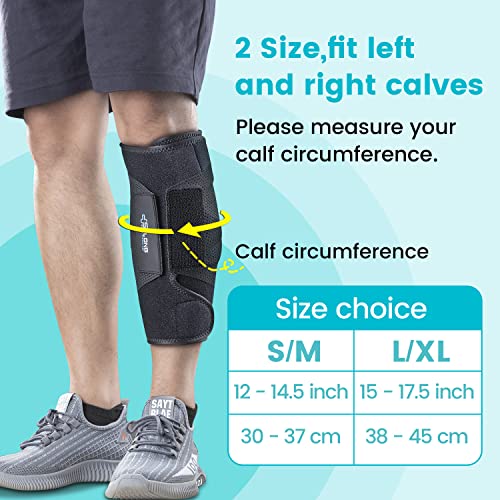Sylong Calf Compression Wrap Brace for Men & Women, for Swelling Torn Calf Muscle, Diamond-shaped Elastic Band for Pressure, fit Varicose Vein Pain Relief -L/XL L/XL Black 1