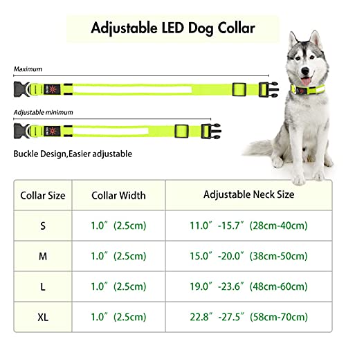 LED Dog Collar- Light up Dog Collars, LED Collar Waterproof, Adjustable Flashing Dog Collar, Rechargeable Dog Collar Visiblity & Safety for Your Dogs (Green, Large) Green - BeesActive Australia