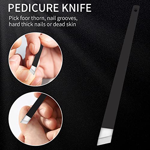 BLESWIN Podiatrist Toenail Clippers Professional, Super Sharp Toe Nail Clippers for Thick Toenail for Seniors or Ingrown Nail, Heavy Duty Toe Nail Nipper with Pedicure Knife 2pcs Black