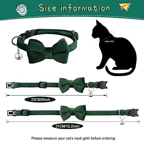 4 Pieces Cat Bow Tie Collar with Bell Breakaway Cat Collar Comfortable Velvet Cat Collar with Cute Safety Pet Collar for Pet Kitten Puppy (Black, Gray, Dark Green, Blue,Small) S Black, Gray, Dark Green, Blue - BeesActive Australia