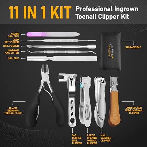 Toenail Clippers for Seniors Thick Toenails- Heavy Duty Podiatrist Ingrown Toe Nail Cutter for Men, Professional & Adults - Easy Grip Handle Stainless Steel (Extra Large, 10, Count) Pack 2