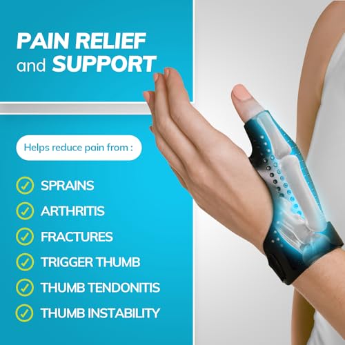 BraceAbility Thumb Brace Bundle - Hard Plastic Thumb Splint + Soft Undersleeve - Thumb Immobilizer Support for Arthritis, Tendonitis, Sprains Trigger Thumb, CMC Joint Relief (S-Right)