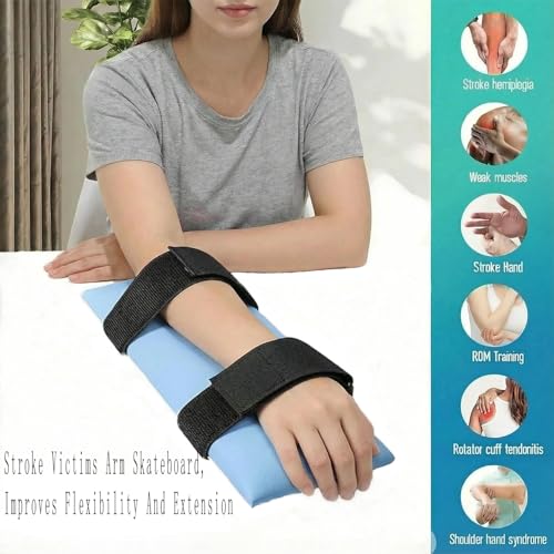 Desktop Rehab Skateboard, Arm Rehabilitation Exercise Assisting Equipment 360° Roating Wheels Rehabilitation Trainer for Stroke Hemiplegia Nerve Injury Blue