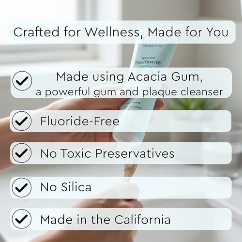 Natural Spearmint Toothpaste (2 Pack) - Fluoride-Free, Silica-Free, Enamel-Safe, SLS-Free, Gentle & Refreshing Oral Care 5 Ounce (Pack of 2)