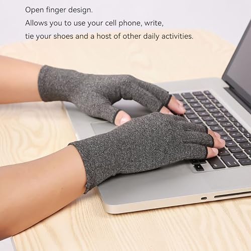 2 Pairs Bamboo Compression Gloves - Bamboo Arthritis Gloves for Men Women - Compression Glove for Arthritis Gray-2 Pairs Medium