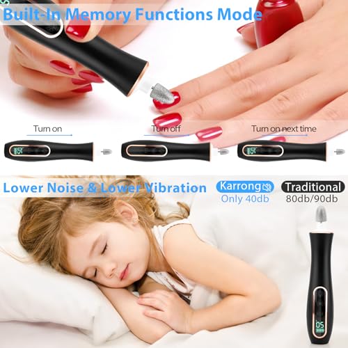 Professional Manicure Pedicure Kit, Cordless Electric Nail File Set, 360° LED Light Nail Drill Machine with LCD Display, 10 Speeds Rechargeable Nail Drill for Gel Nail Thick Toe Nails Christmas Gifts Black-1 Pack