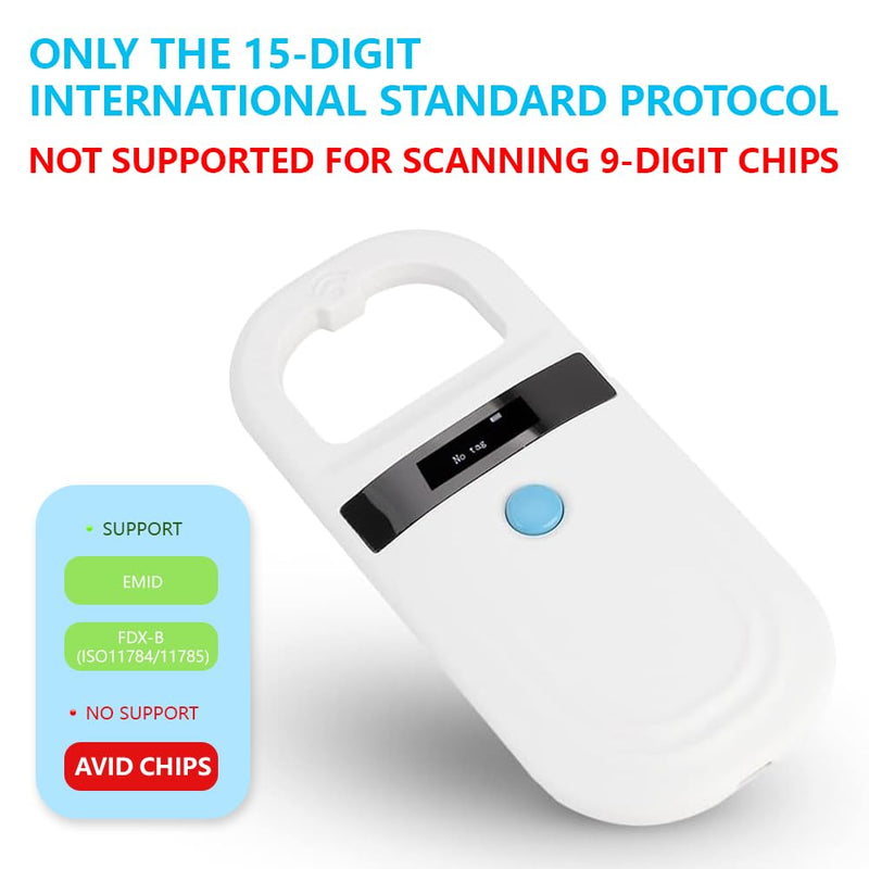 Dog Microchip Reader, Pet Microchip Scanner with OLED Display Screen, Pet Chip ID Scanner Supports FDX-B (ISO11784/11785) and EMID Microchips, for Animal Management - BeesActive Australia