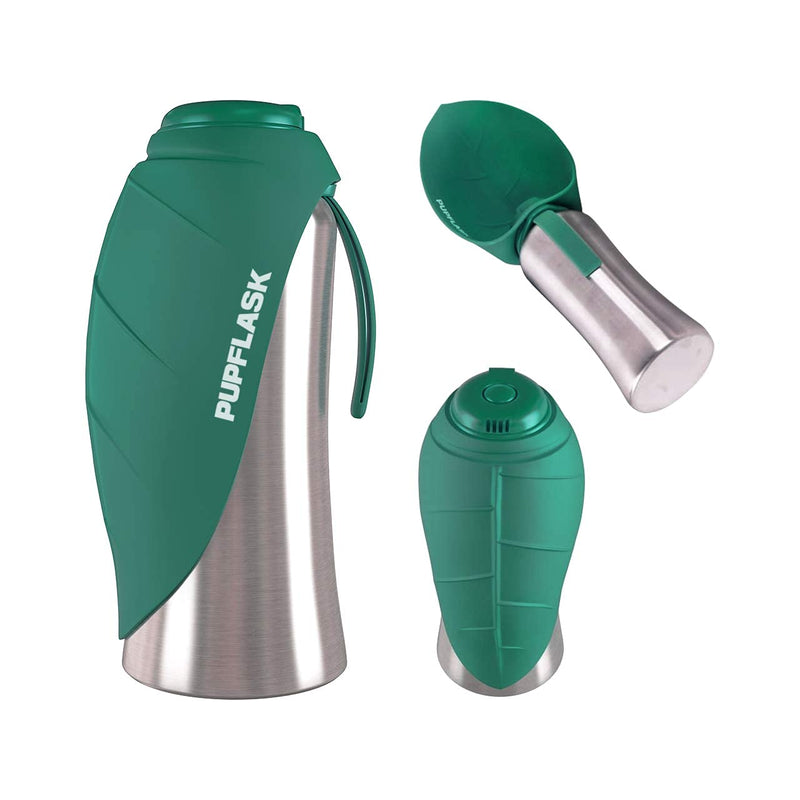 PupFlask Large Dog Water Bottle | 27 or 40 OZ Stainless Steel | Convenient Water Dispenser | Puppy Travel Water Bowl | Portable Pet Leak Proof Bottle Perfect Size For All Dog Breeds 27 Ounce Quetzal Green - BeesActive Australia