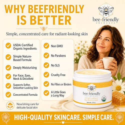 BeeFriendly® Organic Face and Eye Cream, All In One 2 oz 2 Ounce (Pack of 1)