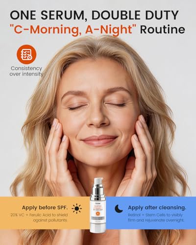 Super C Serum for Mature Skin – All-in-One Vitamin C Serum for Face with Retinol & Hyaluronic Acid for Women Over 60 & 70 – Anti-Aging Hydrating Serum for Wrinkles & Fine Lines 1.0 fl.oz. 1 Fl Oz (Pack of 1)