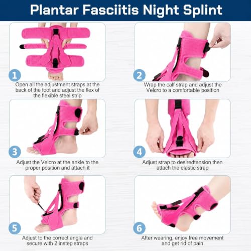 Plantar Fasciitis Night Splint-Upgrade 3 Adjustable Plantar Fasciitis Brace Pink