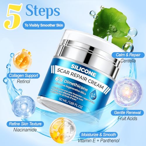 Scar Cream with 6% Dimethicone Formula & Scar Tape Set 1.69 Fl Oz (Pack of 1)