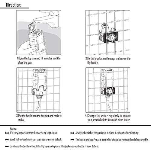 Top Fill Small Animal Water Bottles for Crate No Drip BPA Free Water Dispenser for Rabbit, Chinchilla, Ferret, Guinea Pigs, Squirrel, Hedgehog 25oz Grey - BeesActive Australia