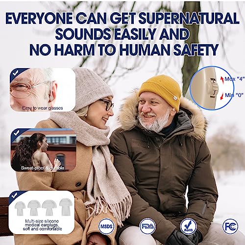 Hearing Aids for Seniors with Noise Reduction & Volume Control - Digital Rechargeable Portable Hearing Amplifiers for Adults with Mild to Moderate Hearing Loss, Includes Cyclic Charging Case Flesh