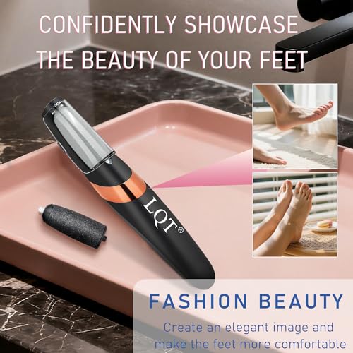 LQT® Electric Foot File – Rechargeable Callus Remover for Hard, Cracked Skin – At-Home Pedicure Kit for Smooth Feet (Men & Women) (Black) Black
