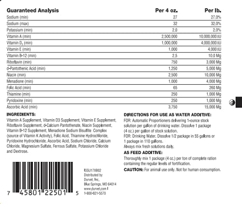 Durvet Vitamins & Electrolytes Conc, 4 oz (113.4g) - PawsPlanet Australia