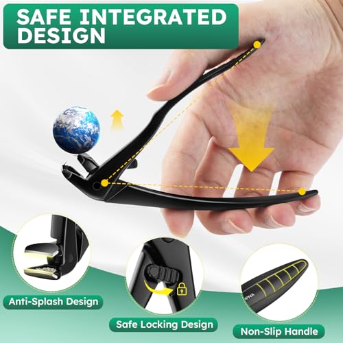 Upgrade Long Handled Toenail Clippers for Seniors with Lock, Large Toe Nail Clippers for Thick Toenails for Men Women, Wide Opening Slanted Fingernail Clippers with Catcher Precision Nail Cutter Set