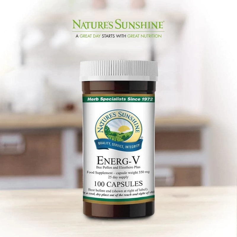 Nature's Sunshine Energ-V - Herbal Blend to Support Energy Levels (100 Capsules)