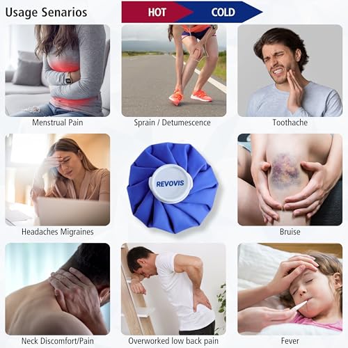 Ice Cold Pack Reusable Ice Bags Hot Water Bag for Injuries, Hot & Cold Therapy and Pain Relief with Elastic Breathable Support Wrap, 4-Pack, 3 Sizes (6"/9"/11") For Hot Therapy is 60℃ (4 IN 1) Multi-Size