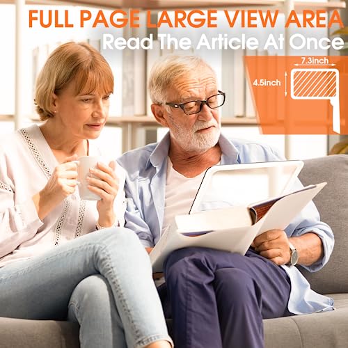 Large Magnifying Glass with Light, Full Page Magnifier 48LED Cold & Warm Light with 3 Modes, Folding Handheld Illuminated Lighted Magnifier for Seniors Low Vision Reading Inspection (Orange) Orange