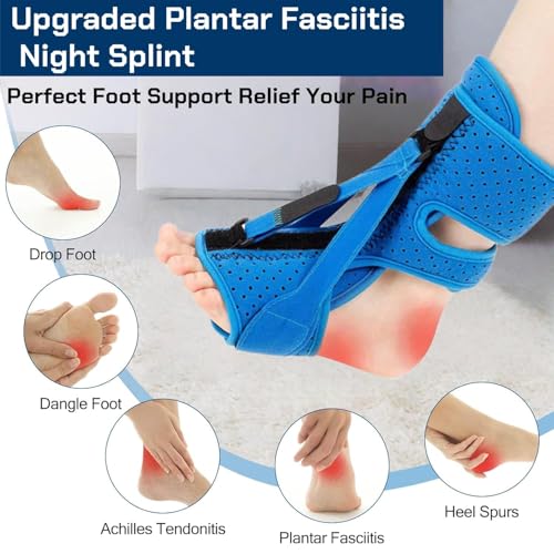 Plantar Fasciitis Night Splint-Upgrade 3 Adjustable Plantar Facetious Relief Brace,Night Splint for Plantar Fasciitis Women & Men,Eases Plantar Fasciitis Foot Drop Achilles Tendonitis(1PC,Blue)