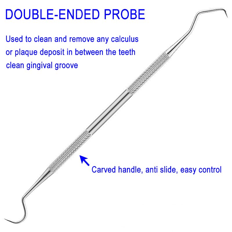 Pet Dog Cat Teeth Tartar Plaque Remover Stainless Steel Double Headed Scaler Scraper Dental Tooth Cleaning Tools Oral Care Hygiene Set(3 Pieces Different Shape Silver)