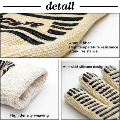 Heat Resistant Oven Gloves with Fingers, Heat Proof Gloves Oven Mitts Deep Black One Size Fits Most
