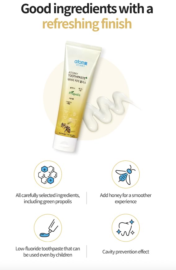 Low Fluoride Toothpaste with Propolis Extract 200g (7.05oz), 3 pcs