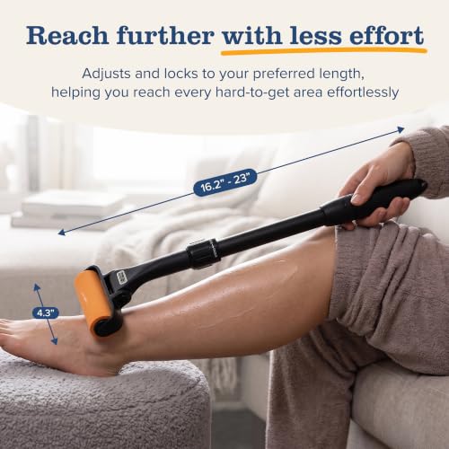 EZPIK Lotion Applicator for Back with 2 Replacement Foam Rollers, Extendable up to 23" - Curved Back Lotion Applicator for Elderly & Seniors with Limited Mobility, Body Cream & Sunscreen Applicator Black