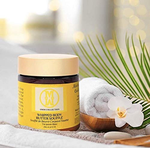 OMM Collection Natural Whipped Body Butter Soufflé For Dry & damaged Skin - Whipped Shea Butter with Vitamin E & A, coconut oil, Mango Butter & Cacao Butter - Hydrating & Moisturizing Shea - Vegan Cacao Fonce