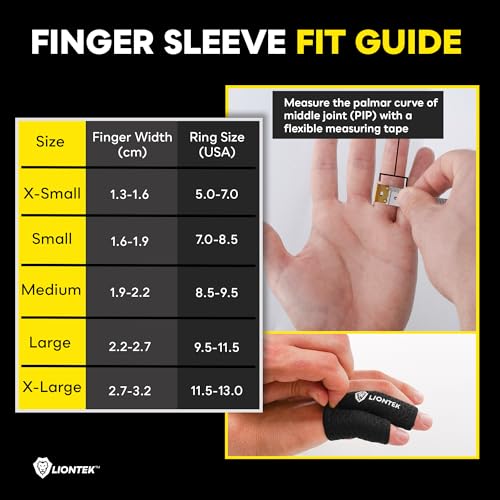 LIONTEK Pinky-Ring Flow Finger Sleeve V3 Pair — Joint Support & Compression for Activity, BJJ, Fitness, Volleyball, Basketball, and More (Large) Large