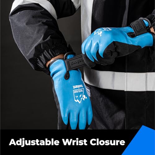 toolant 100% Waterproof Winter Work Gloves, Thermal Insulation with Grip Blue Large (Pack of 1)