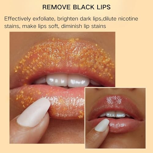Turmeric Lip Scrub, Lemon Turmeric Lip Exfoliator for Chapped Dry, Lips, Eliminate Lip Lines, Natural Nourish Sugar Lip Scrub with Aloe Vera, Deep Hydration Moisturization Lip Balm for Dark Lips