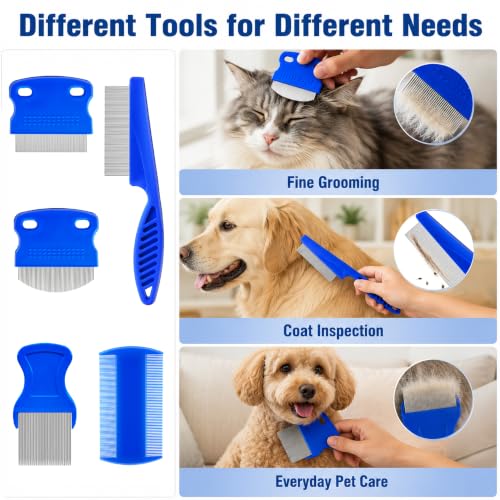 12 Pcs Flea Lice Comb & Tick Removal Tool,for Dogs, Cats