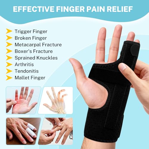 Pinky Finger Splint with Double-Sided Detachable Finger Splints Black-Left