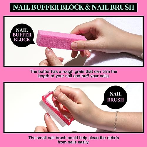 FANDAMEI Nail Care Kit, Nail Files 100/180, Nail Buffer Block, Cuticle Nippers, Cuticle Trimmer, Cuticle Pusher, Nail Tools, Nail Kit, Pedicure & Manicure Tools, Nail Prep Kit, Manicure Kit for Women C-pink