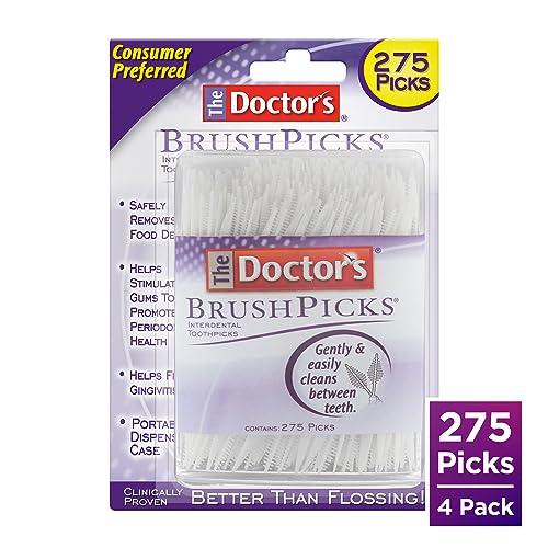 The Doctor's BrushPicks Interdental Toothpicks, 1,100 Picks, 4 Pack of 275 Picks 275 Count (Pack of 4)